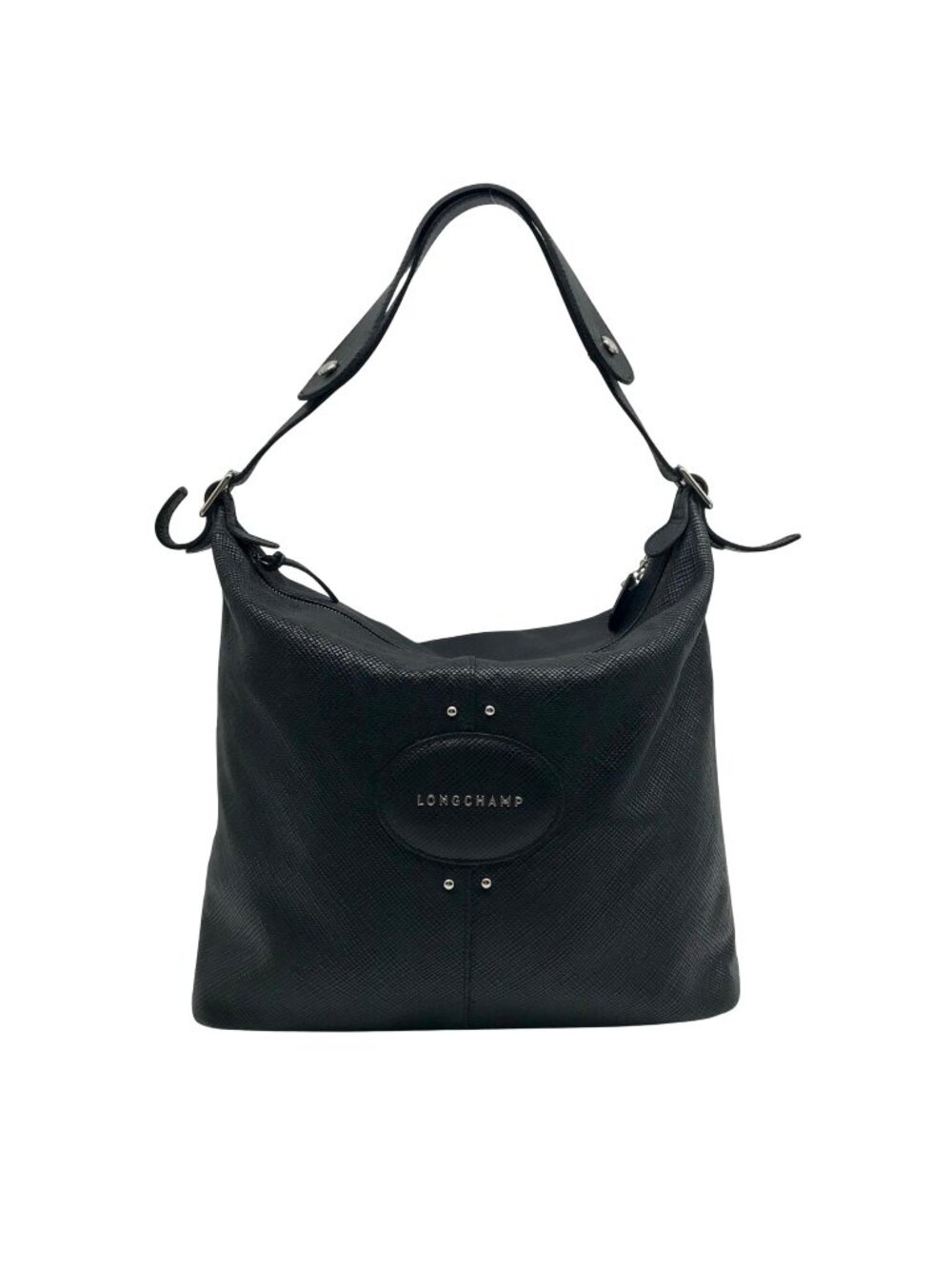 Longchamp Black Leather Hobo Bag